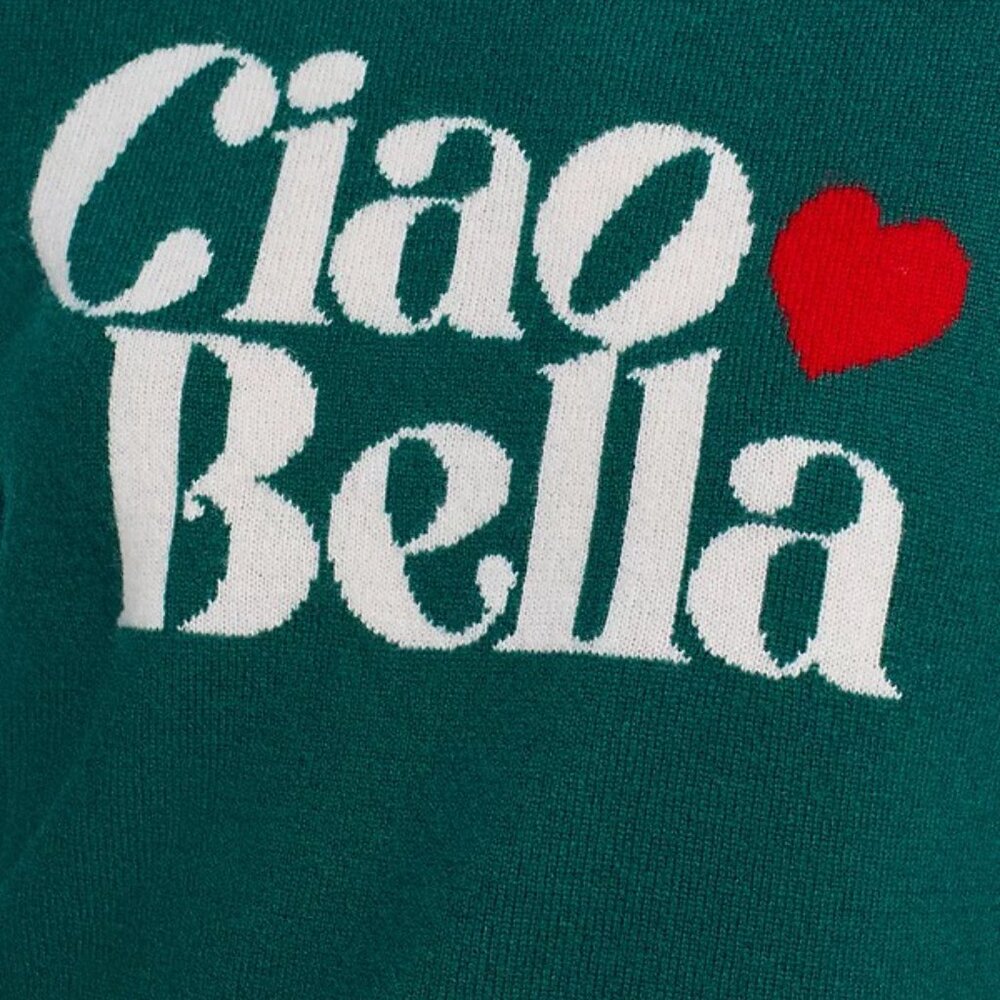 AQUA Cashmere “Ciao Bella” Crewneck Sweater NWT XL – Green, 100% Cashmere - Picture 6 of 8